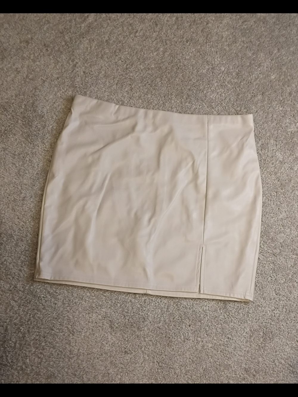 Cream Faux Leather Mini Skirt